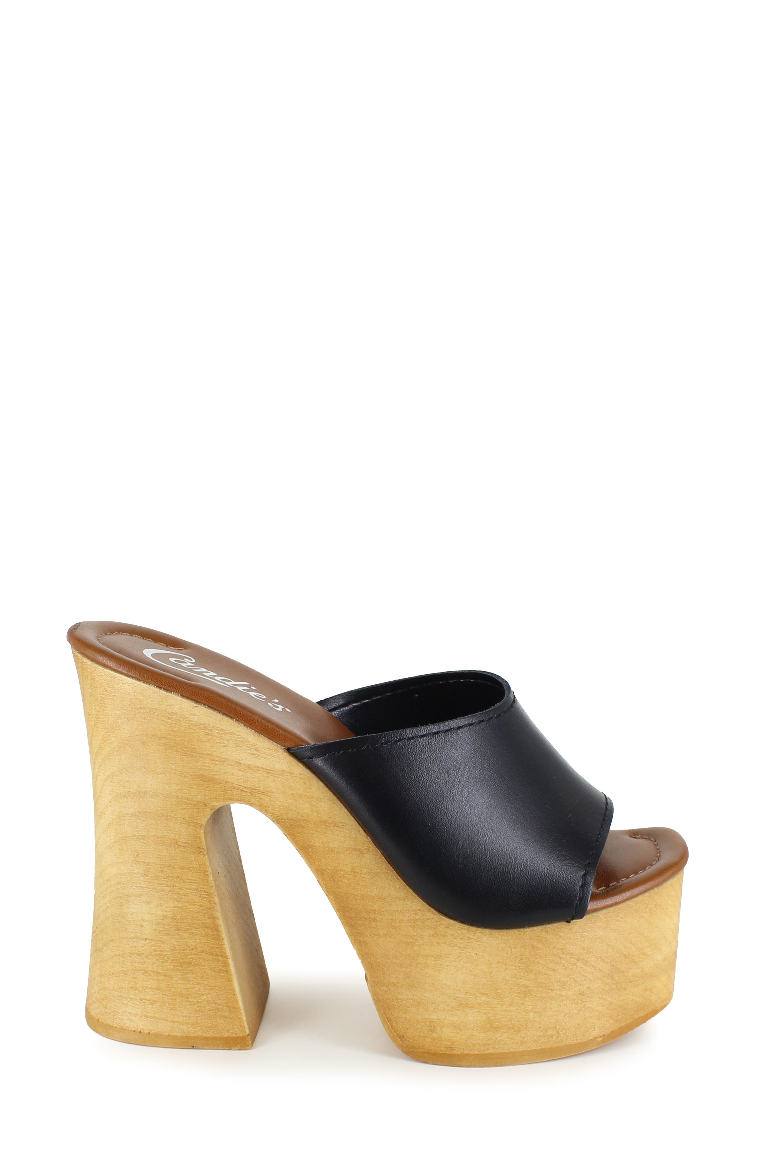 Candie's Mia Platform Slide Sandal, Alternate, color, Black