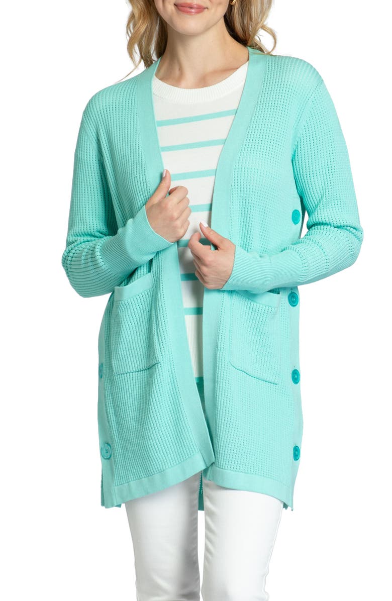 APNY Side Button Open Front Long Cardigan, Main, color, 