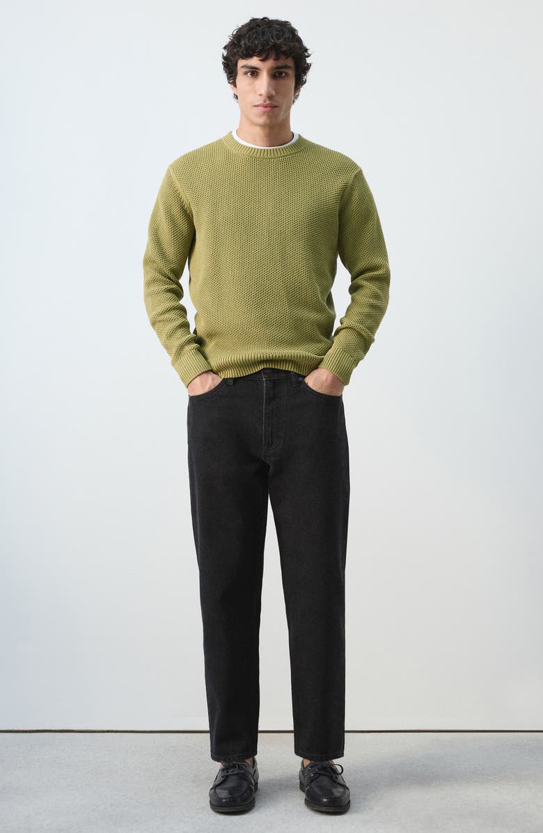 MANGO Crewneck Cotton Blend Sweater, Alternate, color, Green Apple