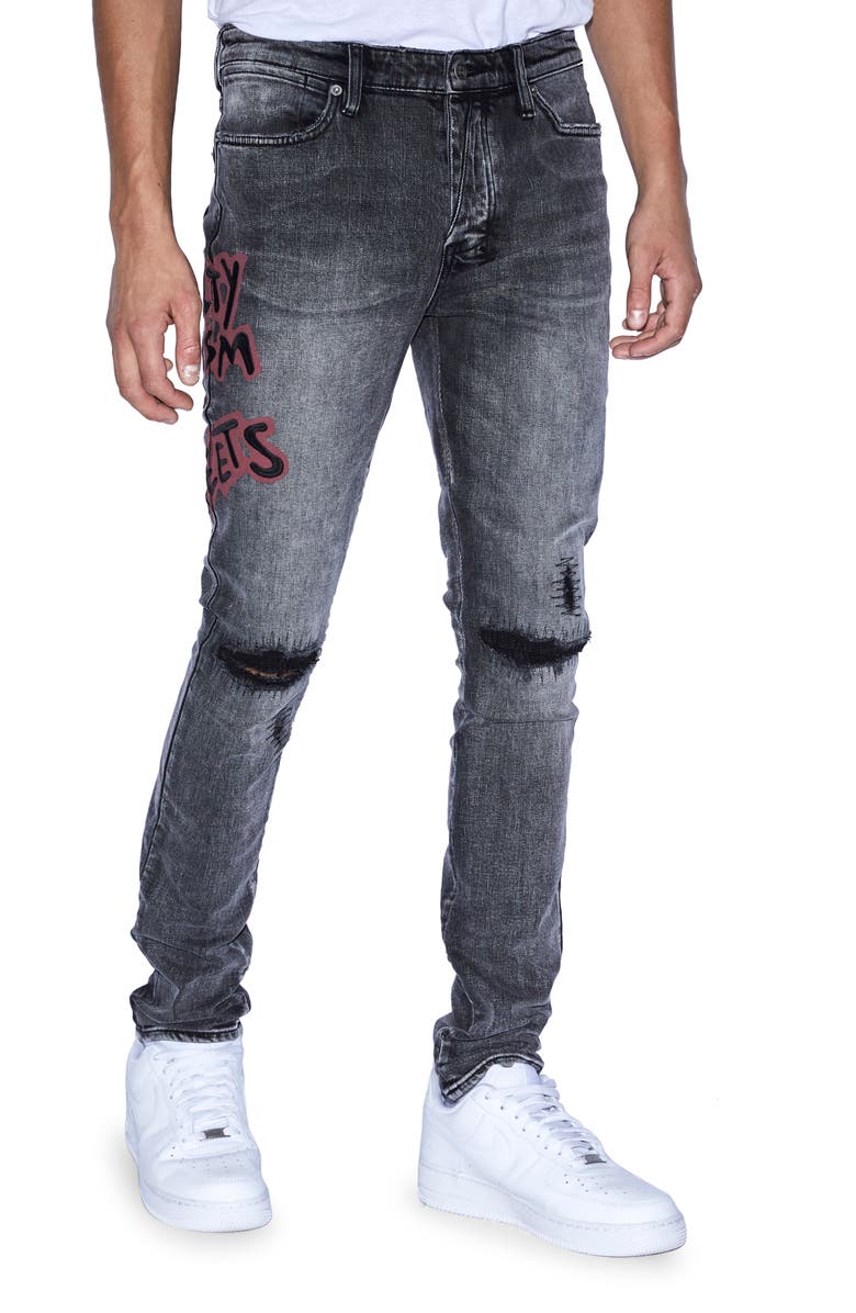 Ksubi Van Winkle Spray Rip & Repair Skinny Fit Jeans, Main, color, 