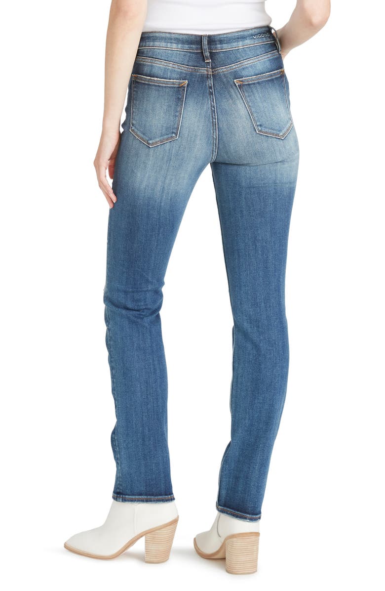 Vigoss Ace Destroyed High Waist Straight Leg Jeans, Alternate, color, Medium Was