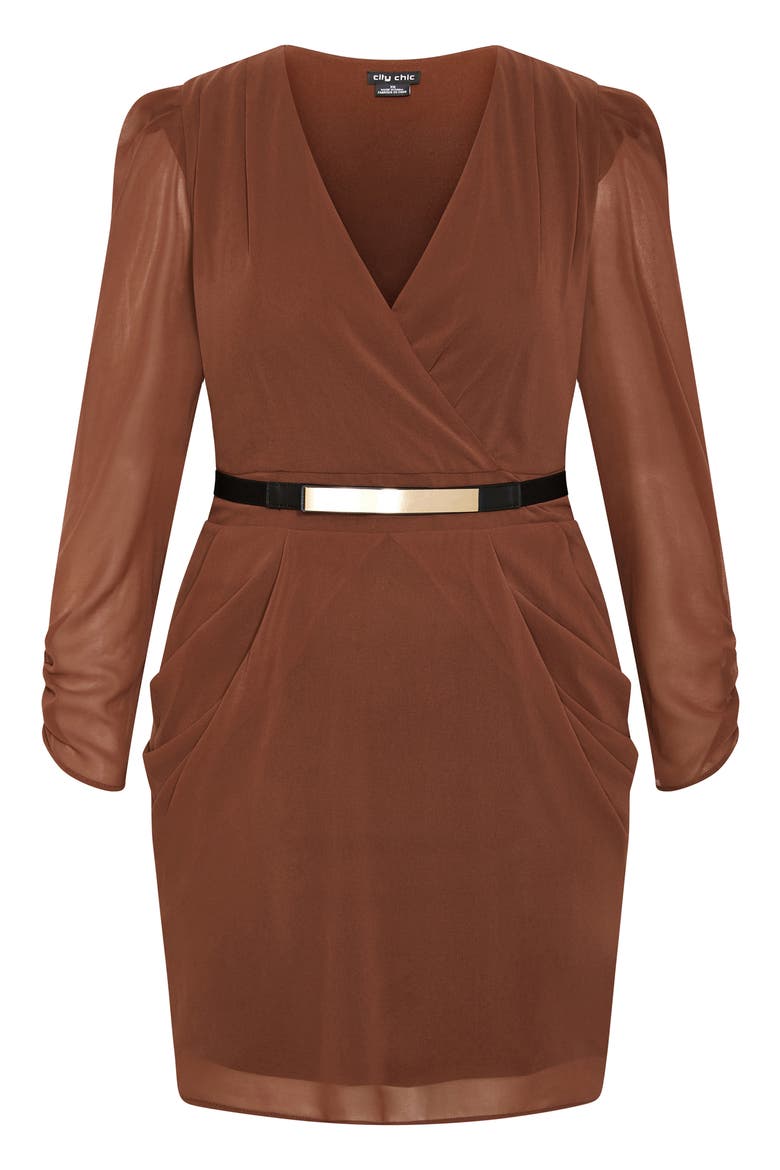 Whitley Long Sleeve Sheath Dress, Alternate, color, CHOCOLATE