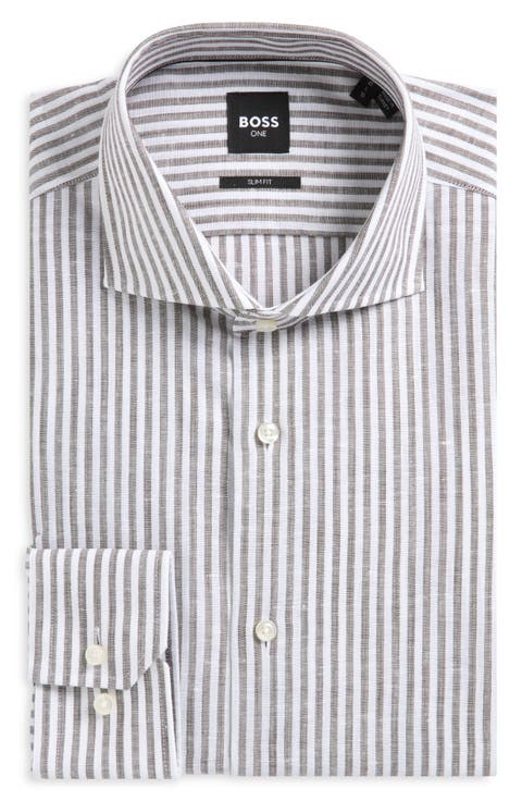 Hank Slim Fit Linen & Cotton Dress Shirt