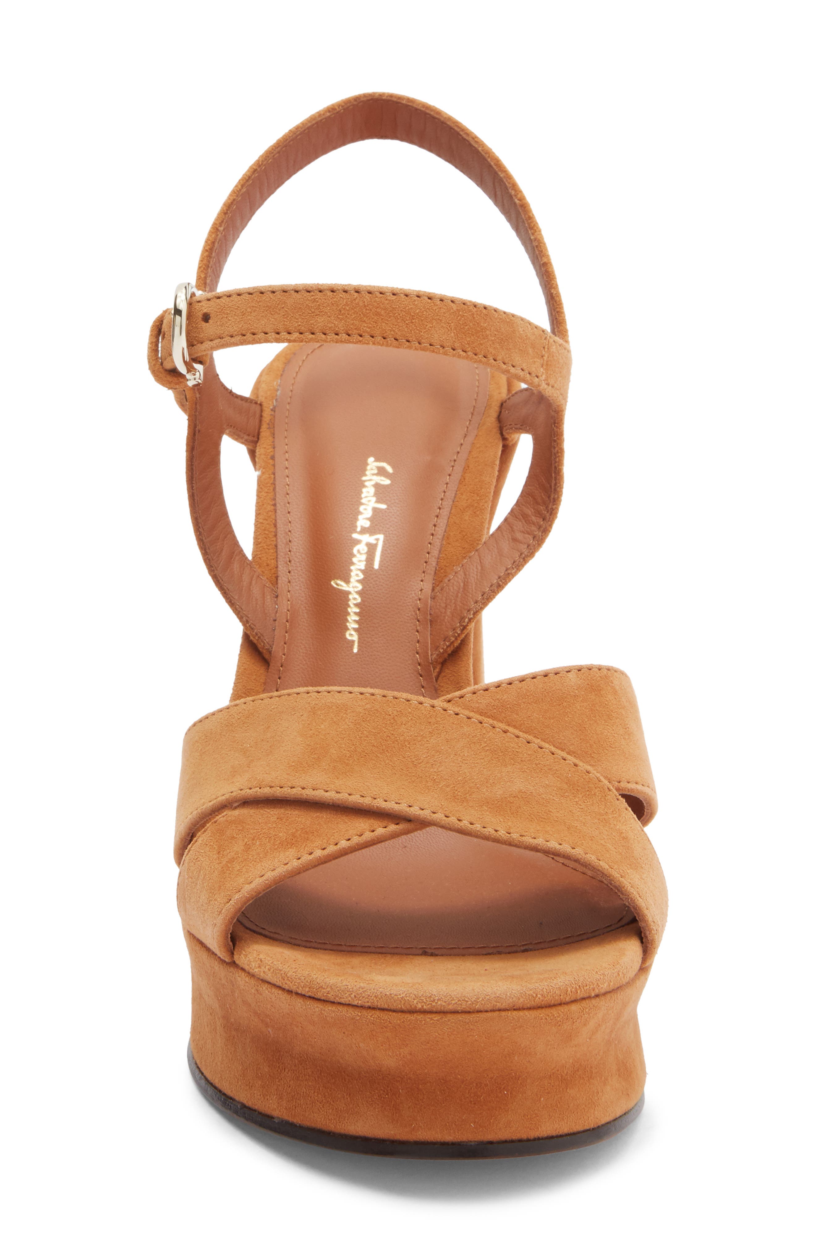 FERRAGAMO Sonya Platform Sandal, Alternate, color, Brown