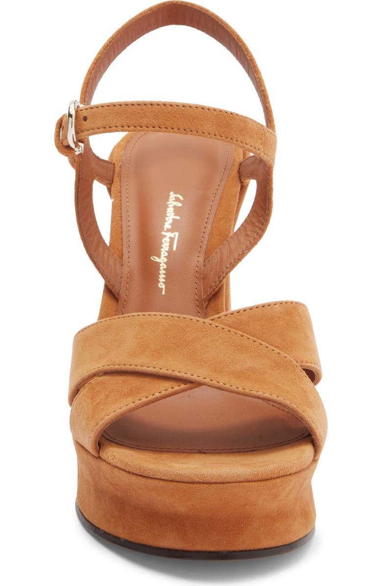 FERRAGAMO Sonya Platform Sandal, Alternate, color, Brown