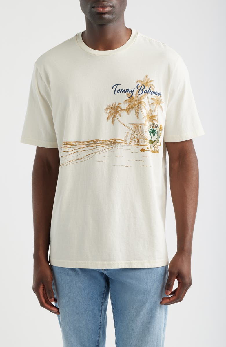 Tommy Bahama Golden Shores Cotton Graphic T-Shirt, Main, color, Vanilla Ice