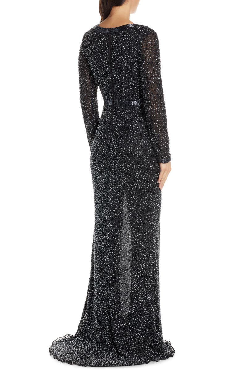 Mac Duggal Sequin Beaded Long Sleeve Gown, Alternate, color,