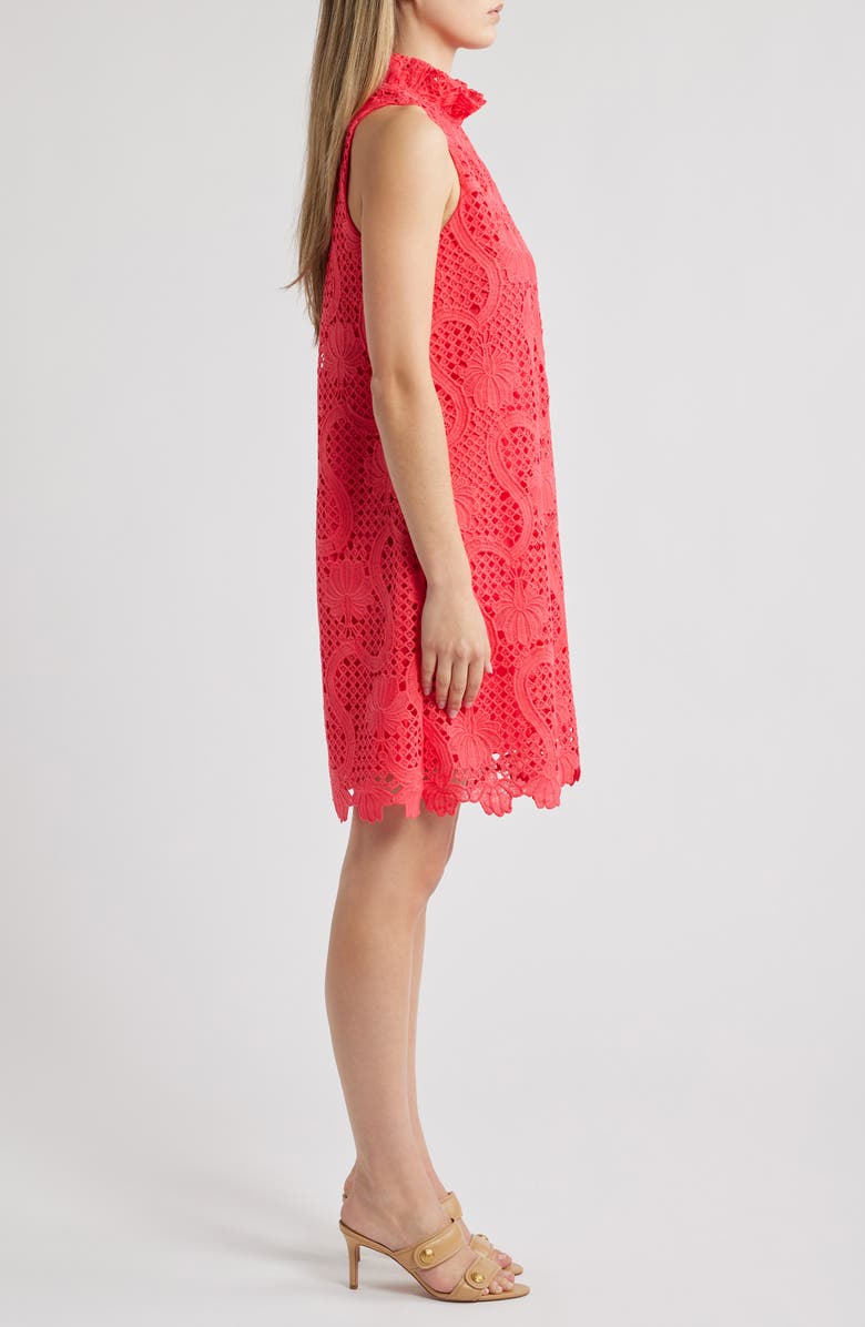 Anne Klein Ruffle Sleeveless Lace Overlay Shift Dress, Alternate, color, 