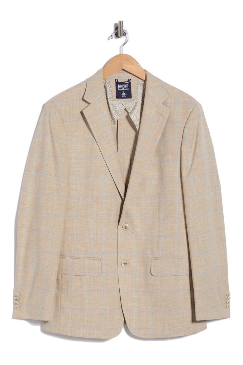 Textured Windowpane Two-Button Sport Coat, Alternate, color, TAN/ BLUE