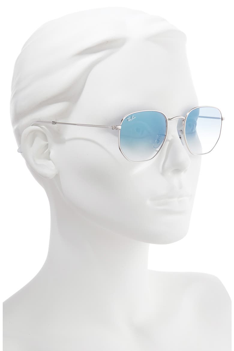 51mm Geometric Sunglasses, Alternate, color, SILVER/ BLUE GRADIENT