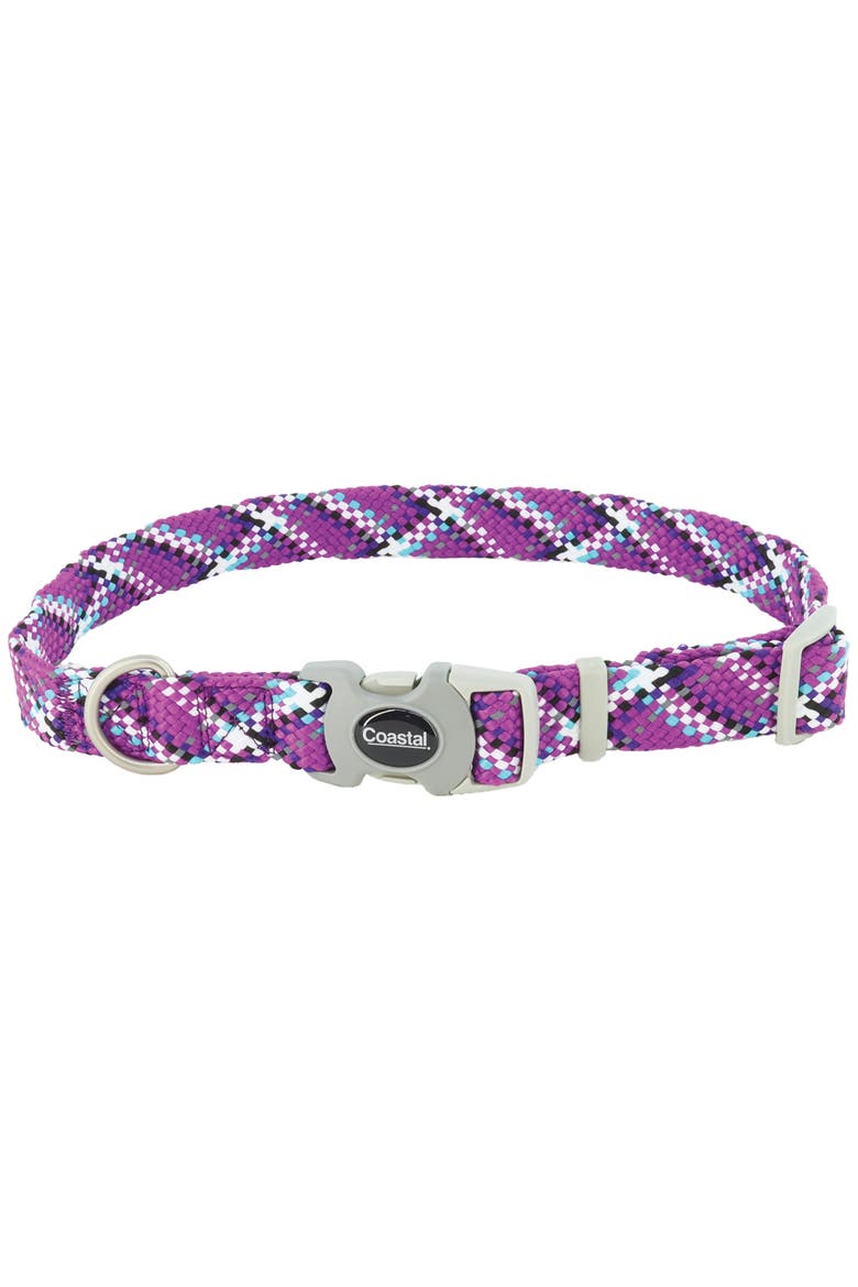 Active Woven Reflective Dog Collar, Violet Purple, Large, 1 Inch Adjustable, Main, color, Purple