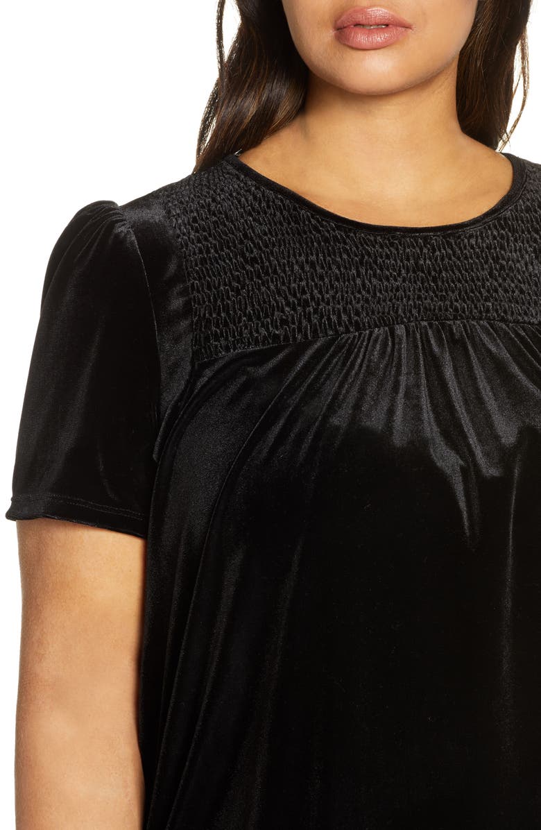 GIBSONLOOK Gibson x Glam The Motherchic Smocked Yoke Velvet Tee, Alternate, color,