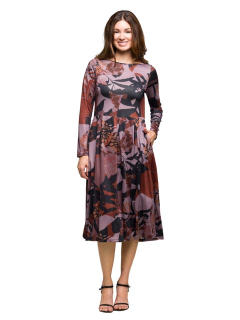 Long Sleeve Midi Dress Floral Print