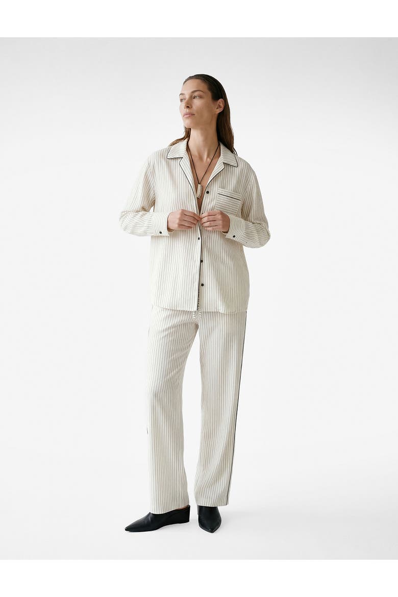 Striped Wide Leg Trousers with Drawstring, Alternate, color, WHITE STRIPE