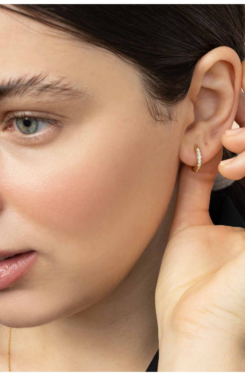 Oradina 14K Gold Regal Diamond Huggies, Alternate, color, White Gold - Diamonds