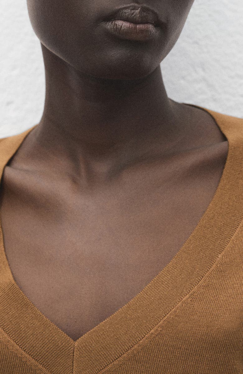 MANGO V-Neck Sweater, Alternate, color, Tobacco Brown