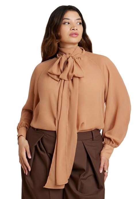 Sheer Neck Tie Blouse (Plus Available)