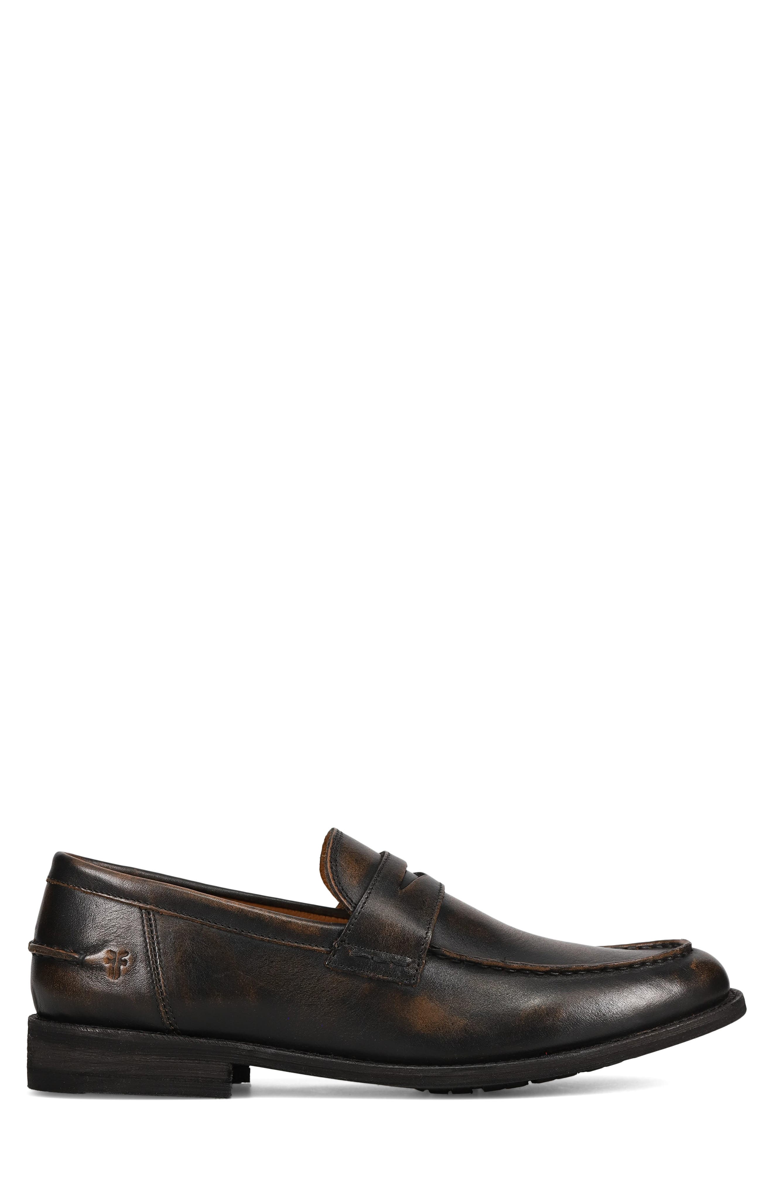 Frye Tyler Flex Leather Penny Loafer, Alternate, color, Brown Brush-Off