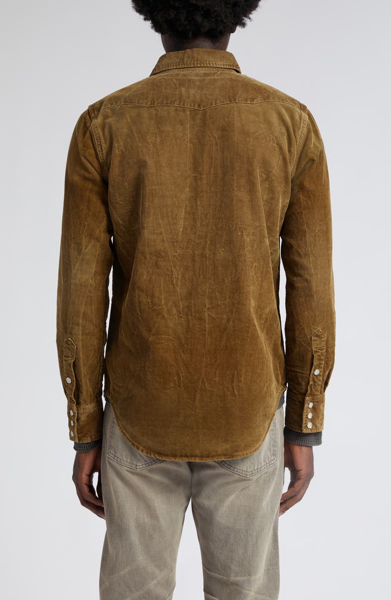 Double RL Buffalo West Slim Fit Corduroy Western Snap-Up Shirt, Alternate, color, Tan