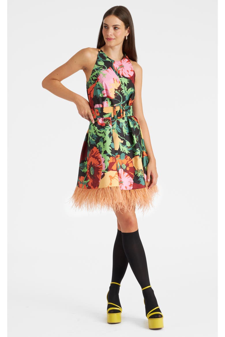 La Fenice Mini Dress, Main, color, Wonderland Black