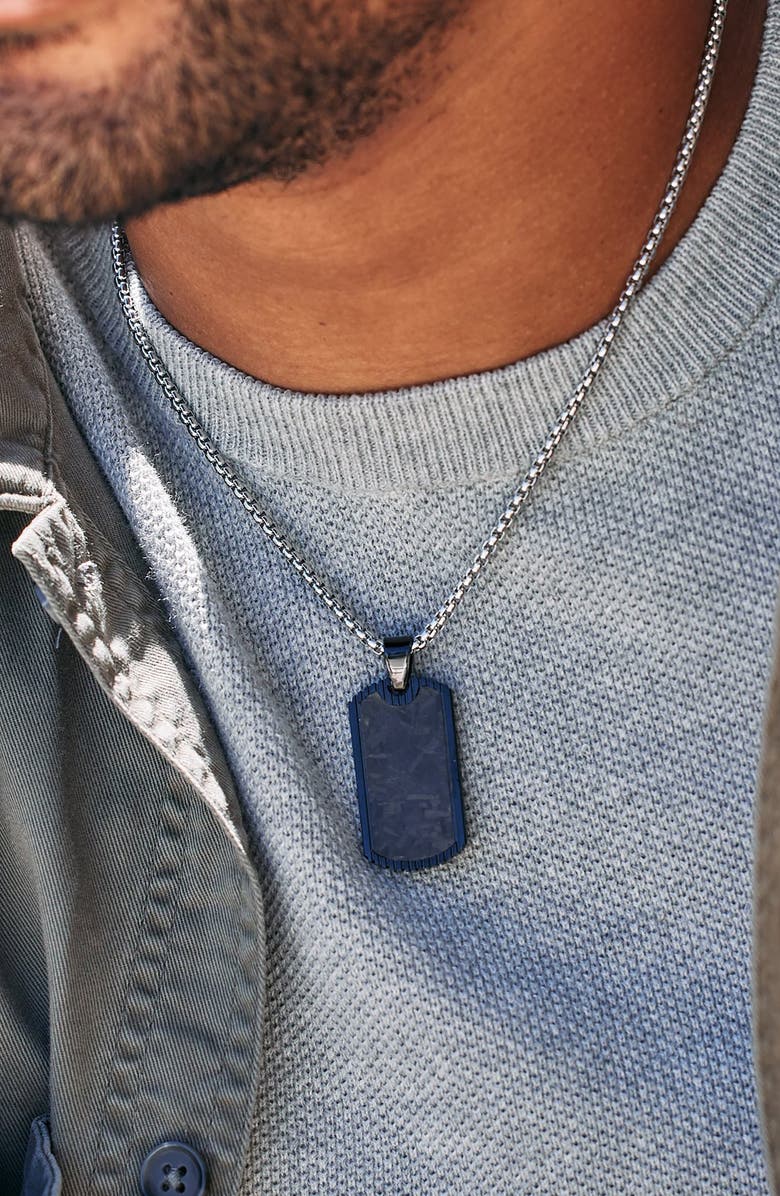 Brook and York Men's Textured Dog Tag Pendant Necklace, Alternate, color, Black