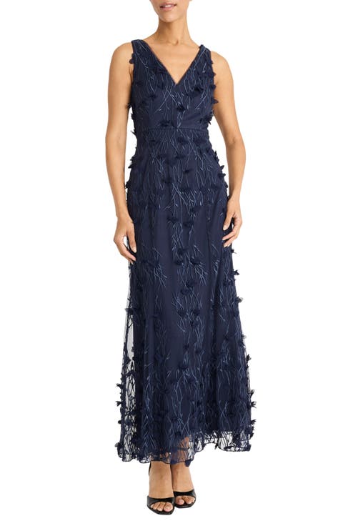 Floral Appliqué Sleeveless Gown