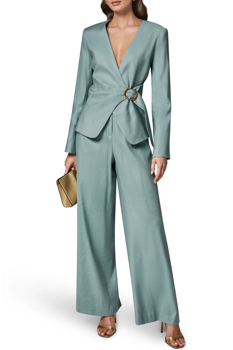 Linen Blend Wrap Jacket, Alternate, color, WATERLILY
