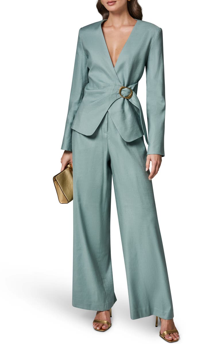 Donna Karan New York Linen Blend Wrap Jacket, Alternate, color, Waterlily