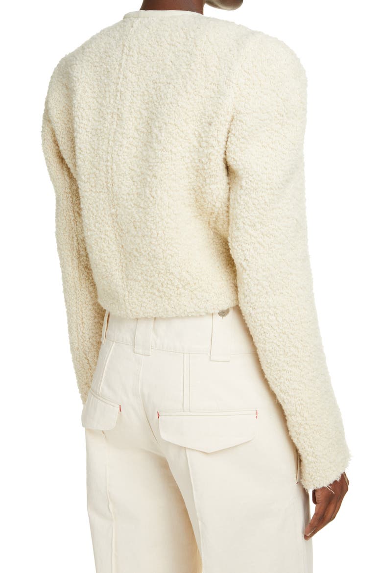 Gradiazi Pompom Crop Wool Blend Jacket, Alternate, color, YELLOW/ ECRU