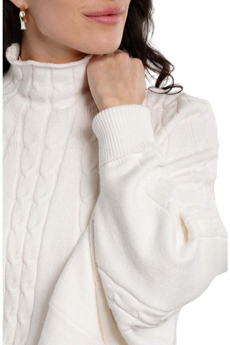 Batwing Sleeve Cable Knit Poncho Sweater, Alternate, color, WHITE