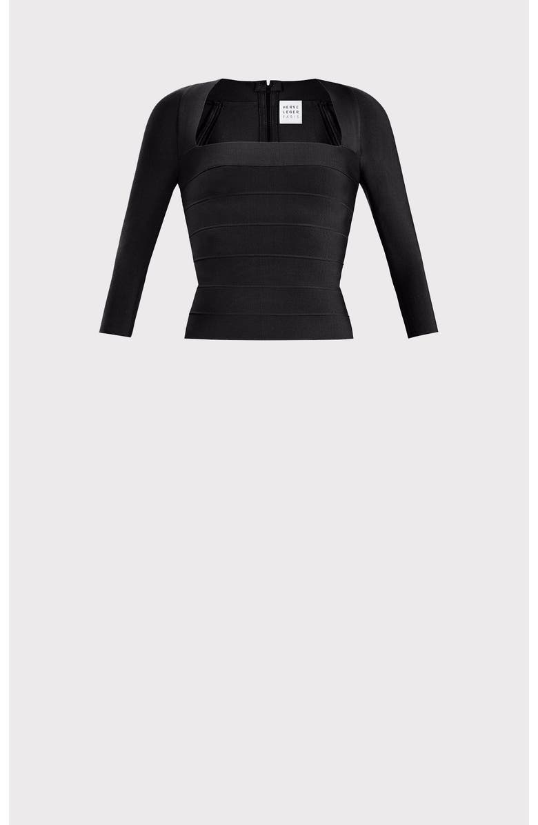 Herve Leger Icon Square Neck Top, Alternate, color, Black