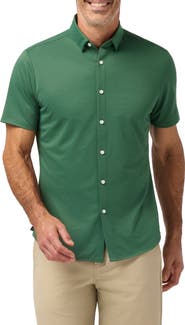 Mizzen+Main Halyard Trim Fit Solid Short Sleeve Performance Button-Up Shirt