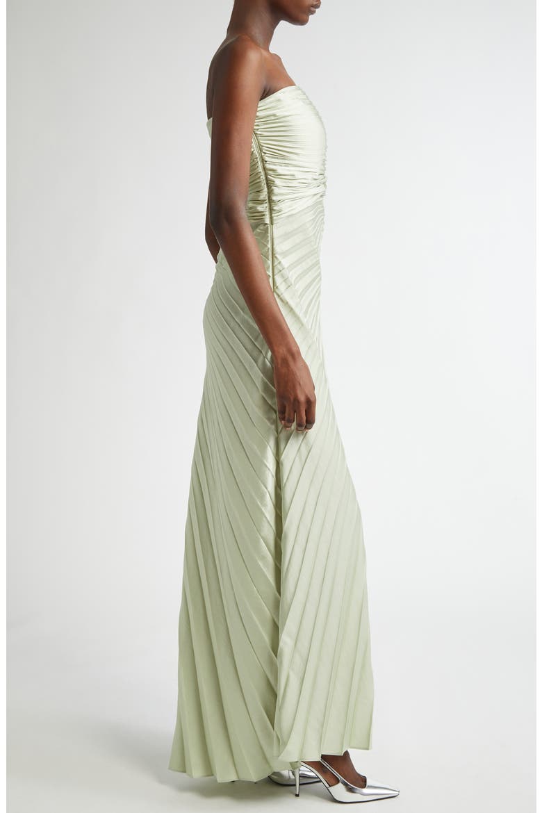 Layla Strapless Pleated Gown, Alternate, color, SPEARMINT