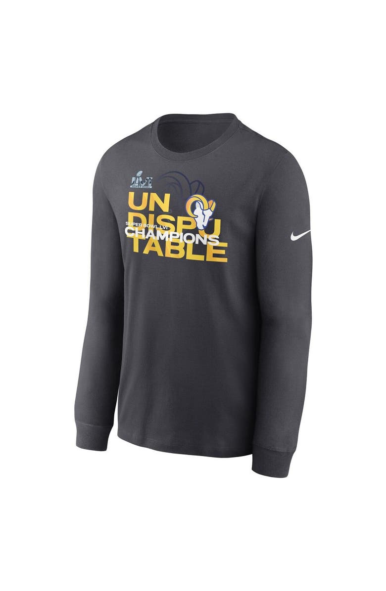 Nike Men's Nike Anthracite Los Angeles Rams Super Bowl LVI Champions Slogan Long Sleeve T-Shirt, Alternate, color, 
