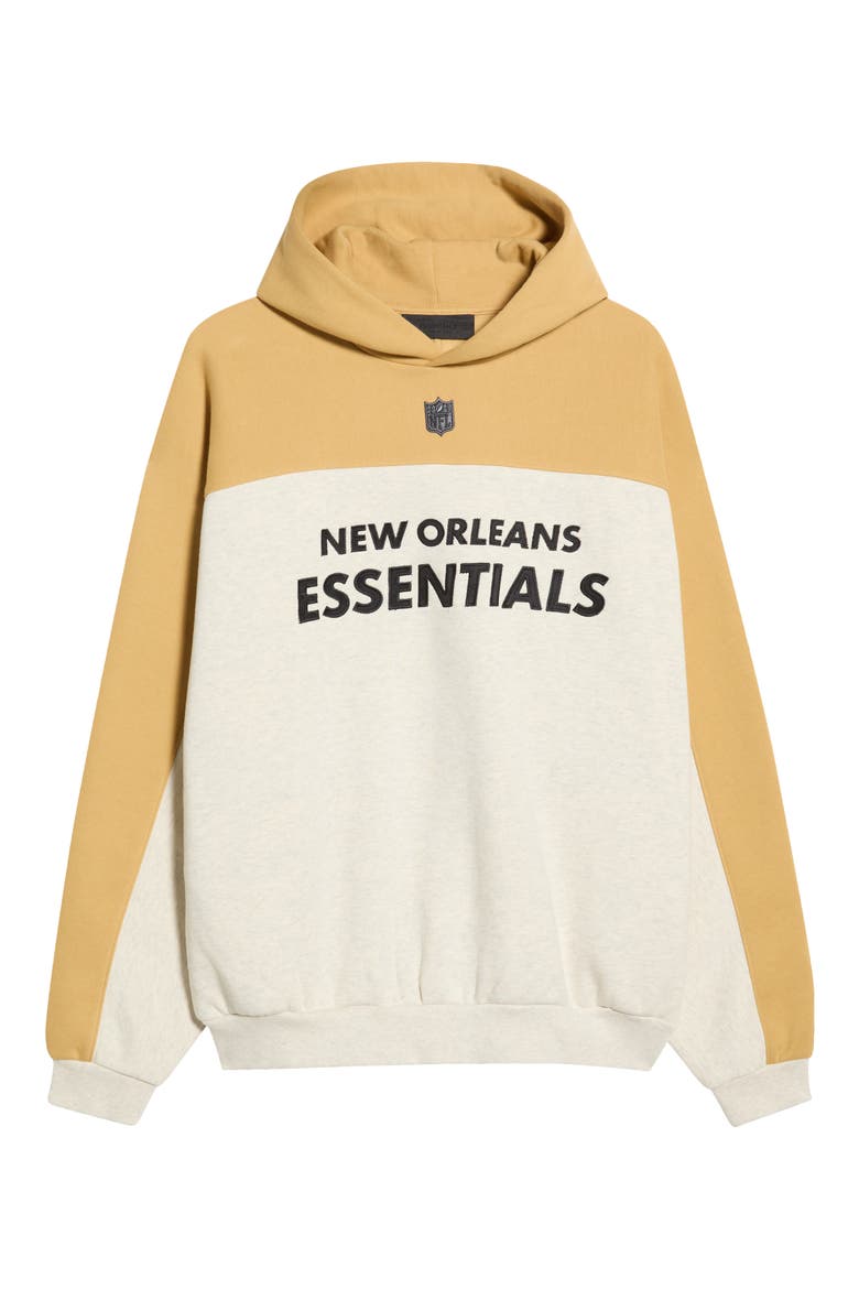 New Orleans Saints 90s Relaxed Colorblock Hoodie, Main, color, CONCRETE HEATHER/ PRAIRIE SAND