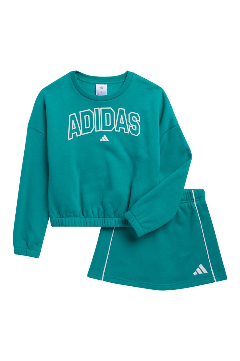Kids' Fleece Sweatshirt & Skort Set, Main, color, GREEN
