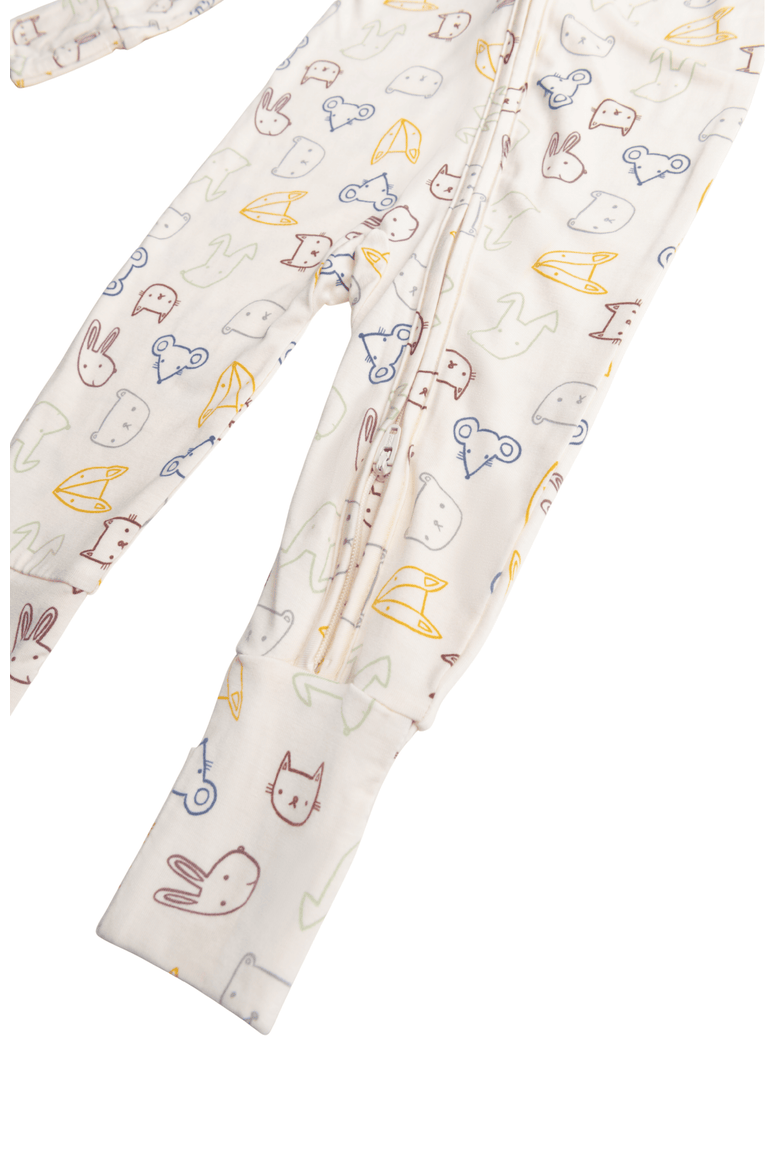 Zip Up Baby Pajamas, Alternate, color, Critter Crew