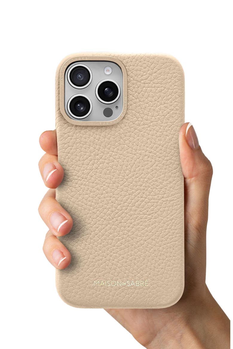 Leather Phone Case iPhone 16 Pro Max, Alternate, color, Saharan Nude