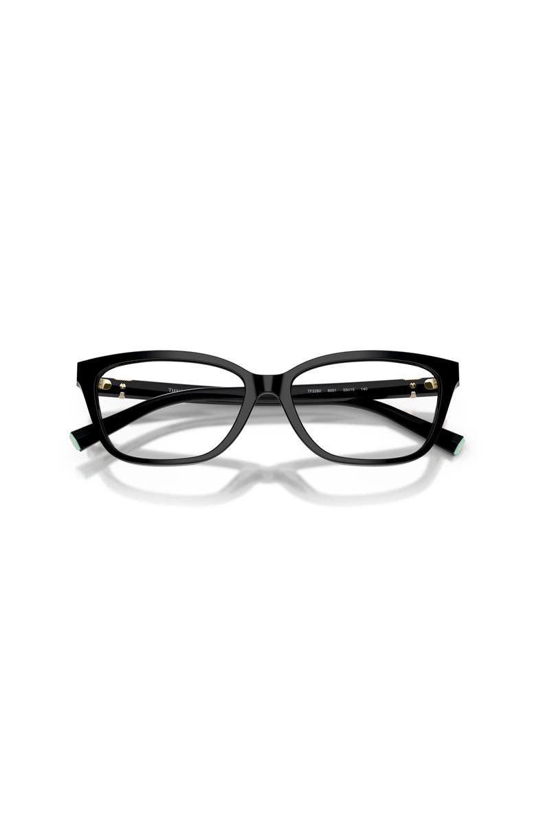 Tiffany & Co. 53mm Rectangle optical glasses, Alternate, color, Black