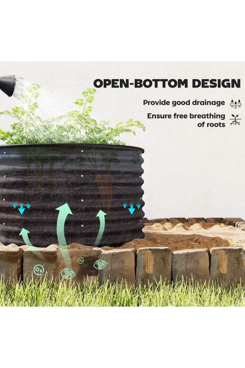 Raised Set of, Planters for Plants with Safety, Alternate, color, Dark Gray