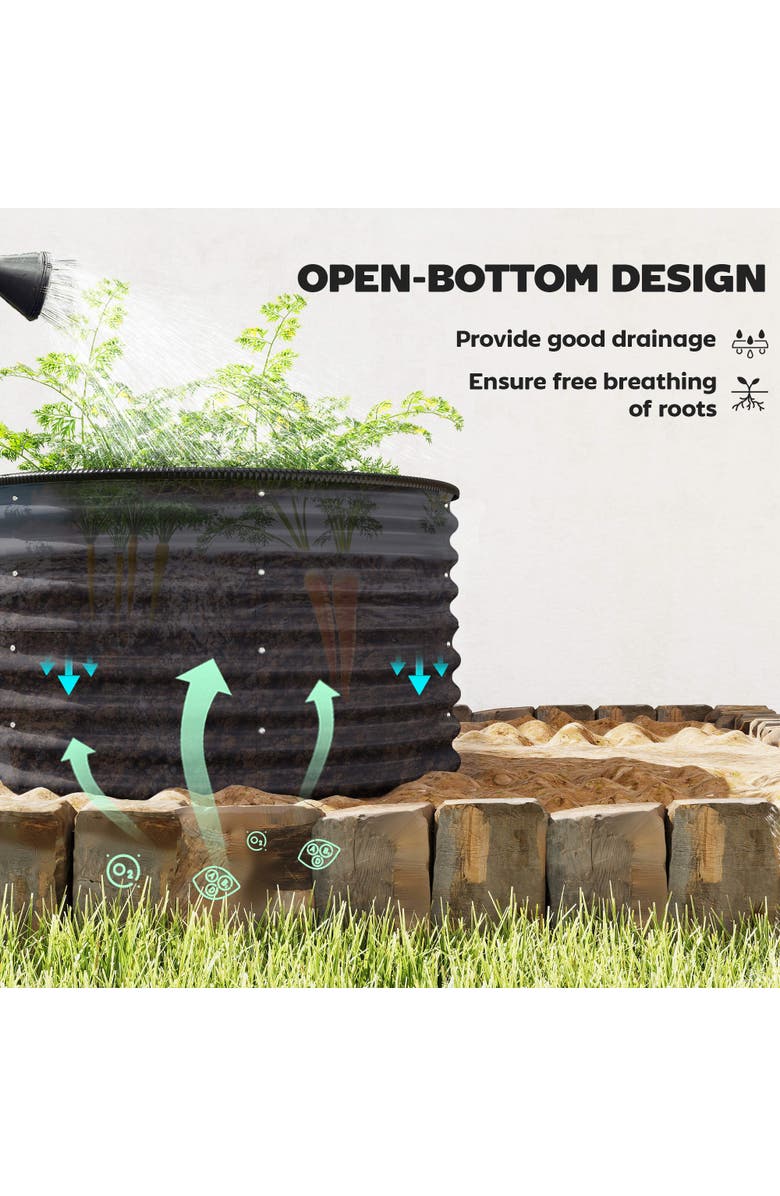 Outsunny Raised Set of, Planters for Plants with Safety, Alternate, color, Dark Gray