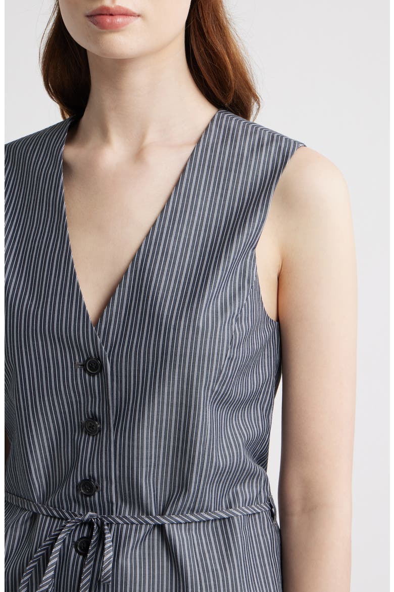 Paulette Stripe Tie Waist Poplin Vest, Alternate, color, SALST