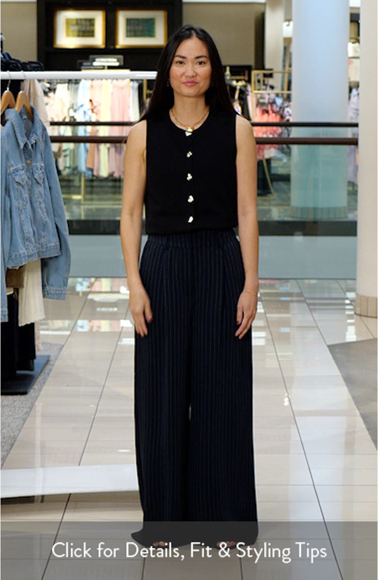 Zip Front Pinstripe Wide Leg Pants, sales video thumbnail
