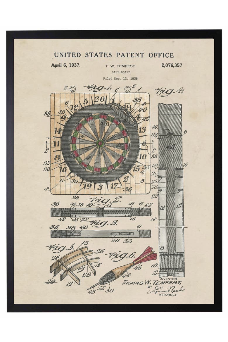 Dart Board Patent in Black Frame, Main, color, No Color