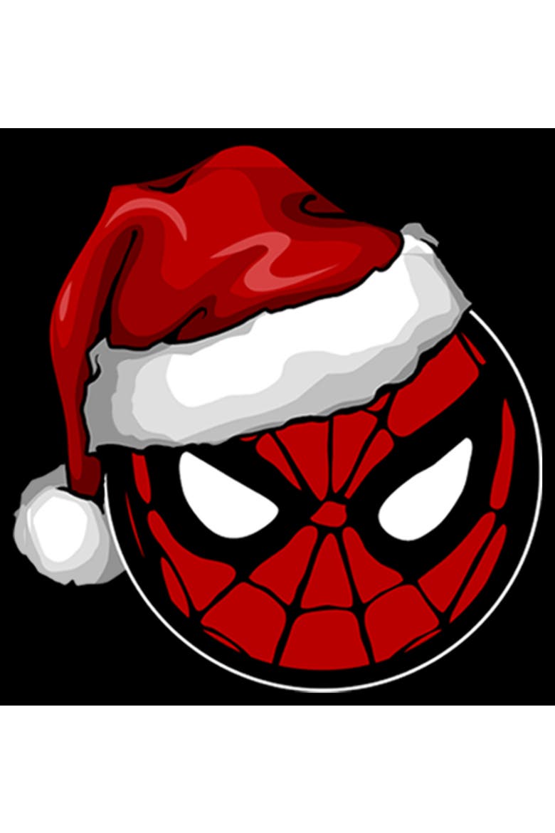 Boy's Marvel Christmas Spider-Man Santa Hat  Pull Over Hoodie, Alternate, color, Black
