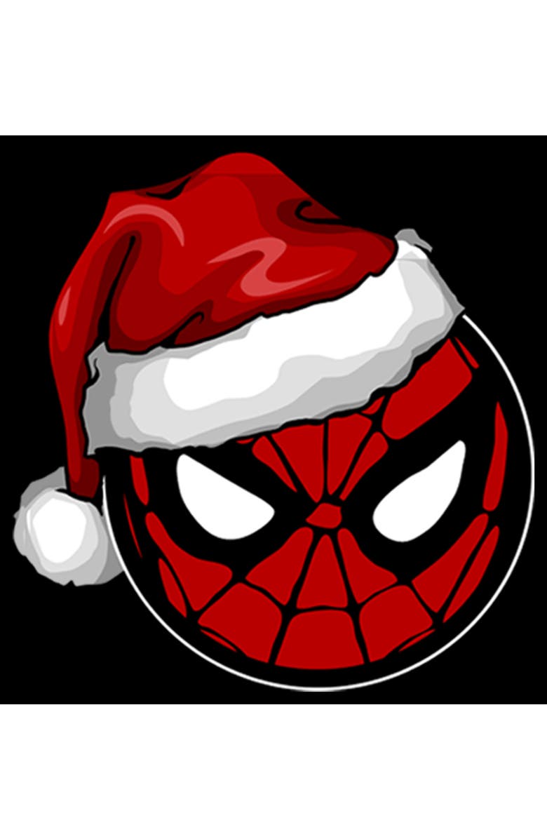 Marvel Boy's Marvel Christmas Spider-Man Santa Hat  Pull Over Hoodie, Alternate, color, Black