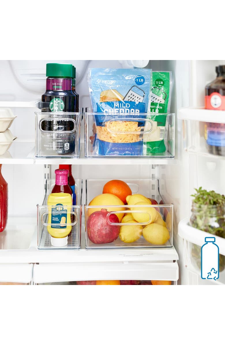 iDesign Plastic Stackable Pantry Bin with Handles, Set of 2, Clear, Made in USA, Alternate, color, Clear