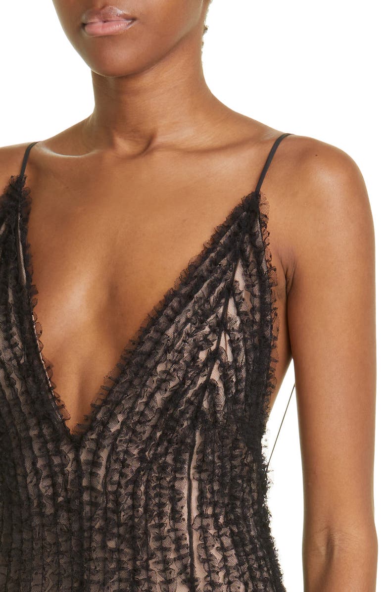 Jason Wu Collection Embroidered Ruffle Plunge Neck Gown, Alternate, color, 