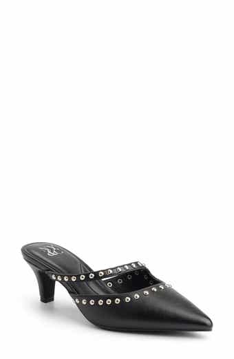 Natalie Studded Faux Leather Heeled Mule
