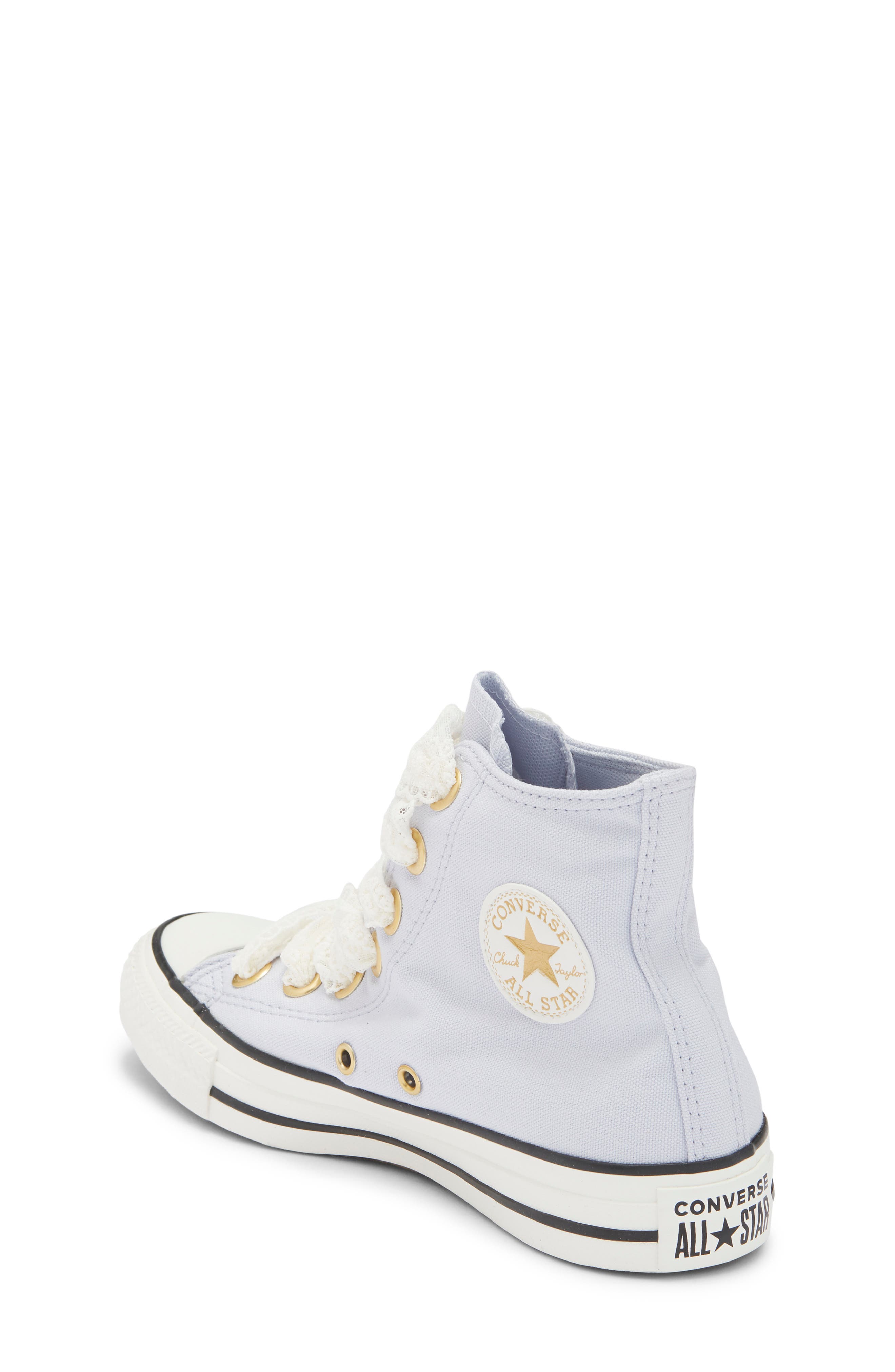 Kids' Chuck Taylor® All Star® Lace High Top Sneaker, Alternate, color, ALMOST LAVENDER/ GOLD
